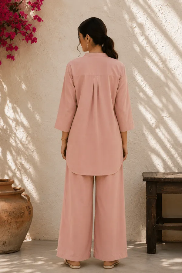 Ethnivo_Dusty_Pink_Cotton_Co_Ord_Set_With_Pleated_Front_Detail