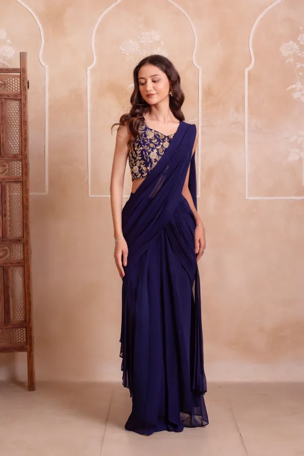 Navy_Blue_Georgette_Party_Wear_Saree_With_Golden_Embroidered_Border