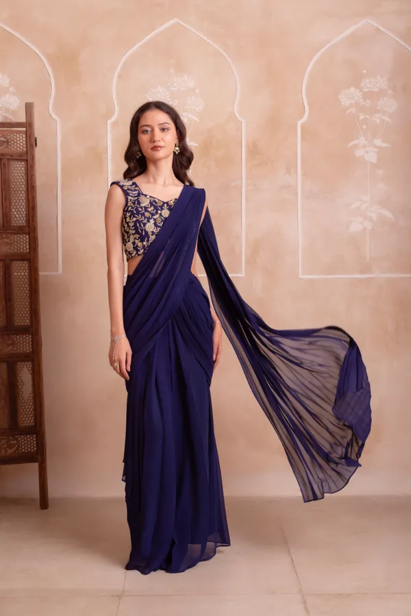Navy_Blue_Georgette_Party_Wear_Saree_With_Golden_Embroidered_Border