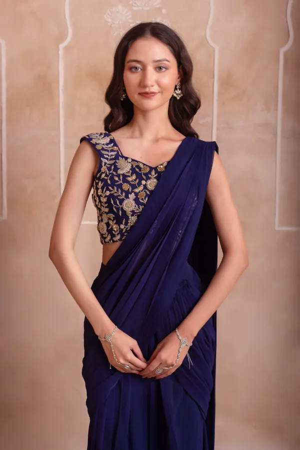 Navy_Blue_Georgette_Party_Wear_Saree_With_Golden_Embroidered_Border