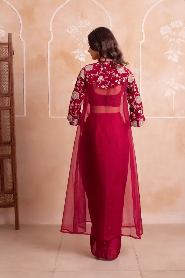 Wine_Satin_Indo_Western_With_Sheer_Embroidered_Border