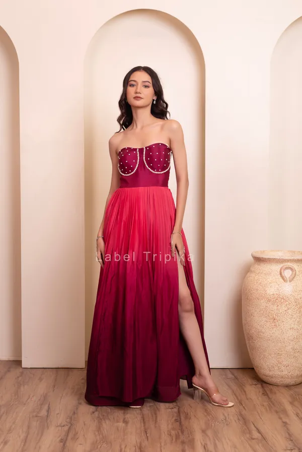 Wine_Chinon_Indo_Western_With_Pearl_Embellished_Bodice