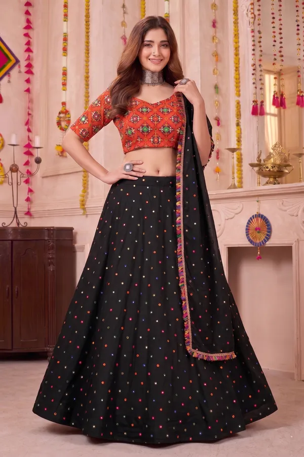 Black_Navratri_Lehenga_Choli_With_Multicolor_Embroidered_Border_Default_Title