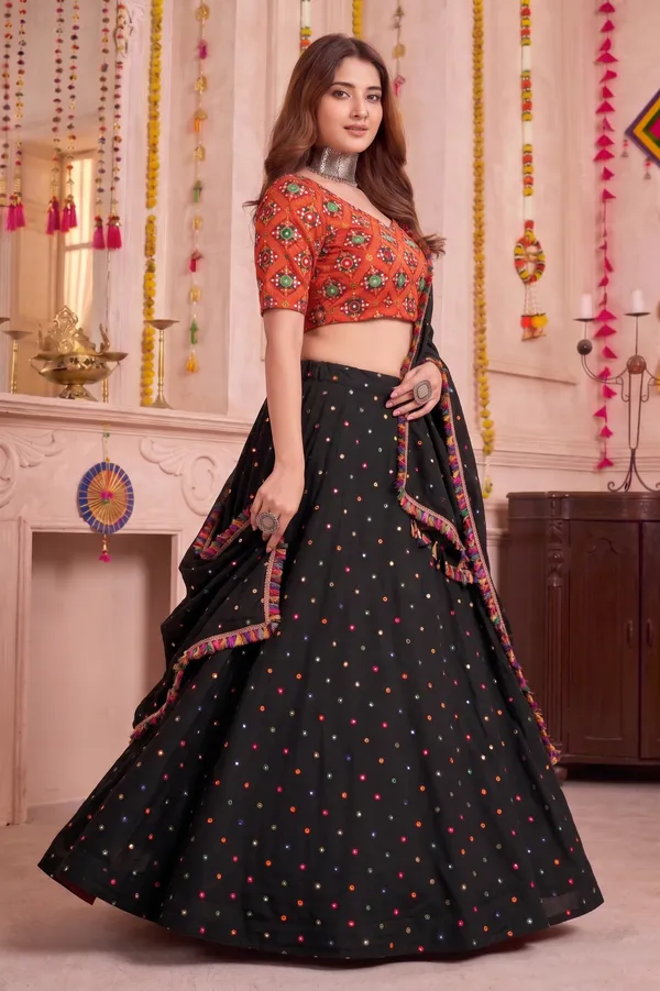 Black_Navratri_Lehenga_Choli_With_Multicolor_Embroidered_Border_Default_Title