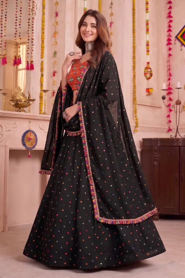 Black_Navratri_Lehenga_Choli_With_Multicolor_Embroidered_Border_Default_Title