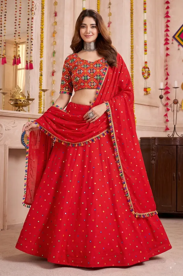 Red_Navratri_Lehenga_Choli_With_Multicolor_Embroidered_Border_Default_Title