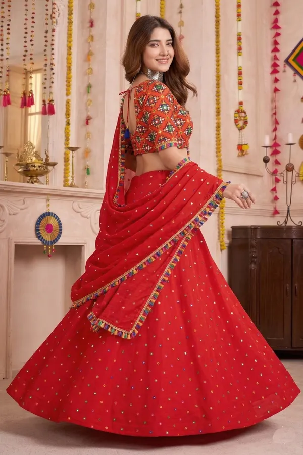 Red_Navratri_Lehenga_Choli_With_Multicolor_Embroidered_Border_Default_Title