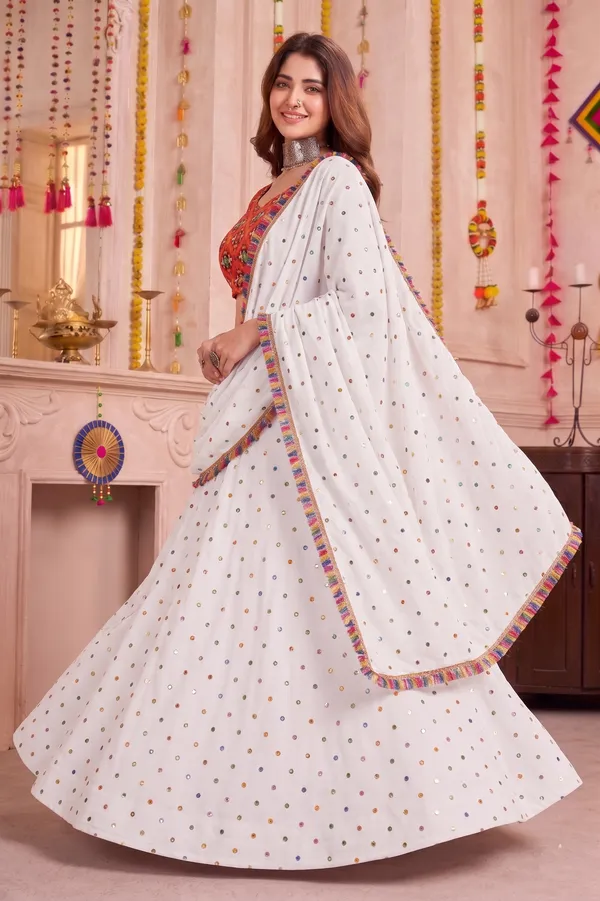 White_Navratri_Lehenga_Choli_With_Multicolor_Embroidered_Border_Default_Title