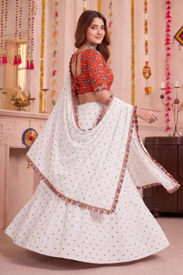 White_Navratri_Lehenga_Choli_With_Multicolor_Embroidered_Border_Default_Title