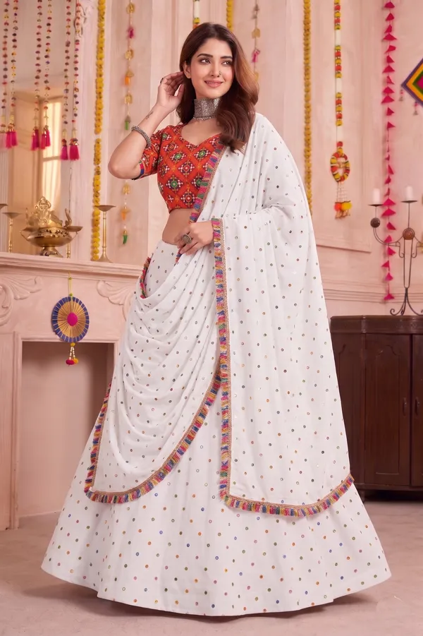 White_Navratri_Lehenga_Choli_With_Multicolor_Embroidered_Border_Default_Title