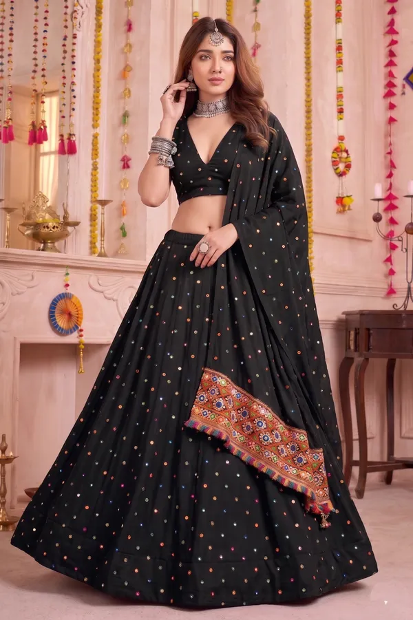 Black_Navratri_Lehenga_Choli_With_Multicolor_Embroidered_Border_Default_Title