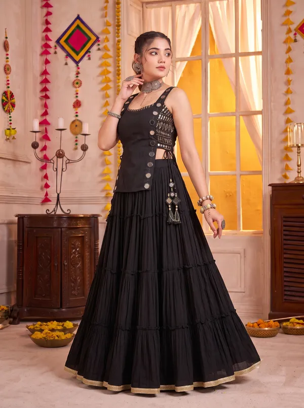 Ethnivo_Black_Navratri_Lehenga_Choli_With_Gold_Border_Default_Title