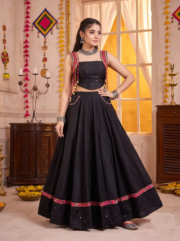 Black_Navratri_Lehenga_Choli_With_Multicolor_Embroidered_Border_Default_Title