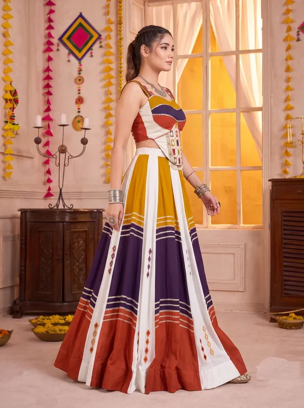Ethnivo_Mustard_Yellow_White_Purple_Navratri_Lehenga_Choli_With_Gold_Border_Default_Title