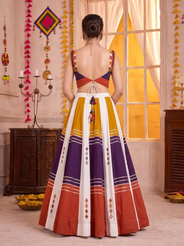 Ethnivo_Mustard_Yellow_White_Purple_Navratri_Lehenga_Choli_With_Gold_Border_Default_Title