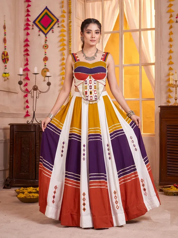 Ethnivo_Mustard_Yellow_White_Purple_Navratri_Lehenga_Choli_With_Gold_Border_Default_Title