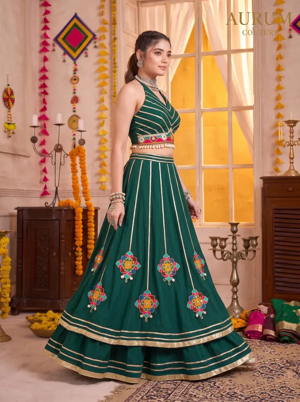 Ethnivo_Lightweight_Green_Embroidered_Lehenga_Choli_Default_Title