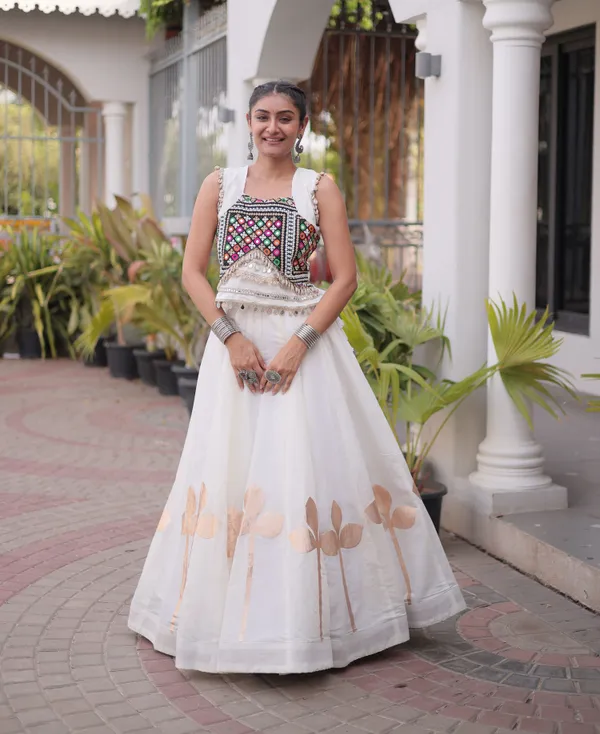 Ethnivo_Ivory_White_Roman_Silk_Lehenga_With_Cream_Floral_Border_Default_Title