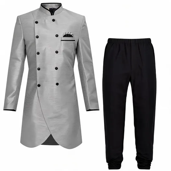Grey_Black_Heavy_Readymade_Mens_Indo_Western_Set_With_Pant_Style
