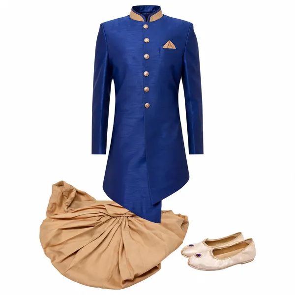 Royal_Blue_Chiku_Heavy_Readymade_Mens_Indo_Western_Ensemble_With_Dhoti_Style