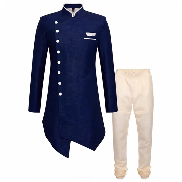 Navy_Blue_Cream_Heavy_Readymade_Mens_Indo_Western_Set_With_Tailored_Pant_Style