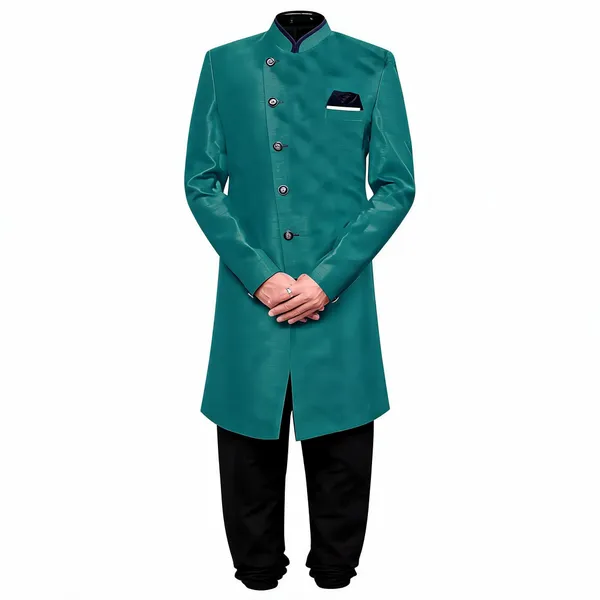 Rama_Green_Black_Heavy_Readymade_Mens_Indo_Western_Set_With_Modern_Pant_Style
