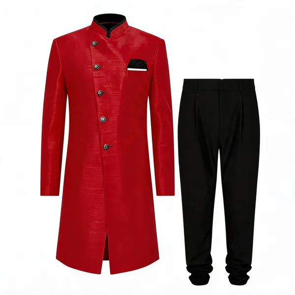 Red_Black_Heavy_Readymade_Mens_Indo_Western_Set_With_Contemporary_Pant_Style