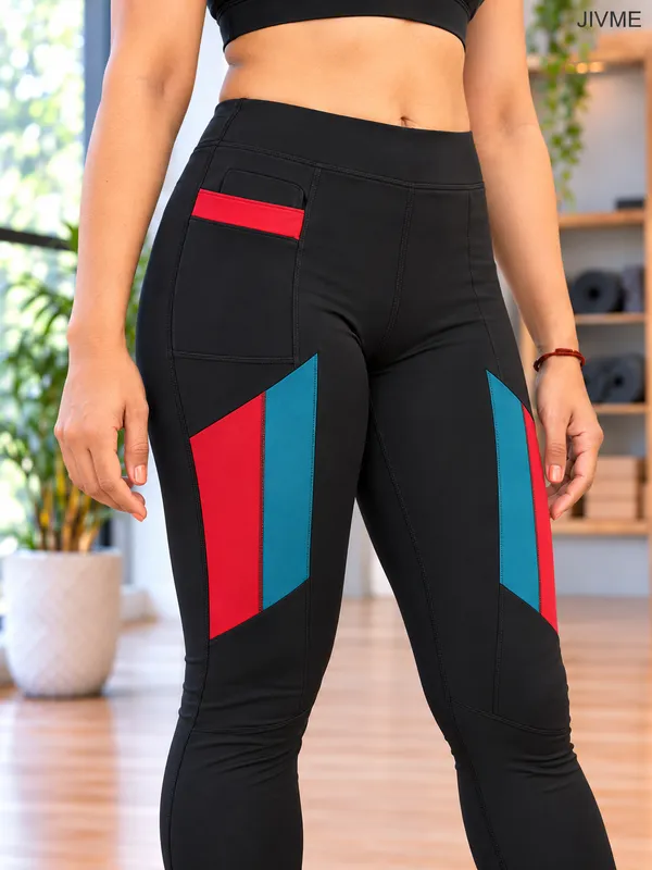 Black_Geometric_Print_Active_Leggings_for_Women