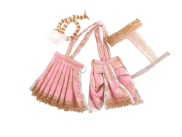 Laddu_Gopal_And_Radha_Rani_Satin_Dress_Set_With_Patka_And_Chunni