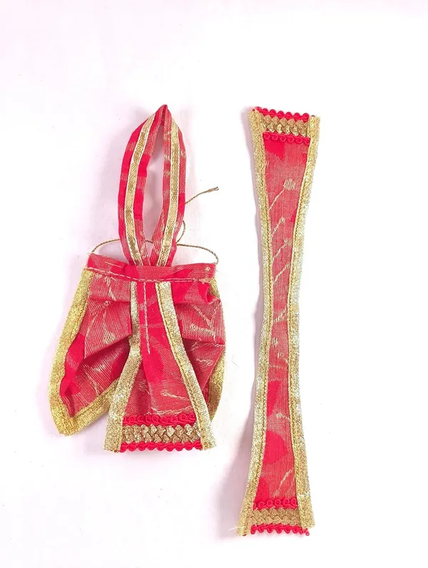 Laddu_Gopal_And_Radha_Rani_Satin_Dress_Set_With_Patka_And_Chunni