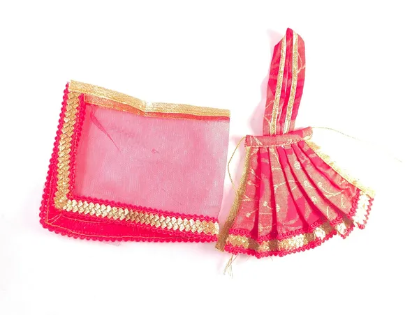 Laddu_Gopal_And_Radha_Rani_Satin_Dress_Set_With_Patka_And_Chunni
