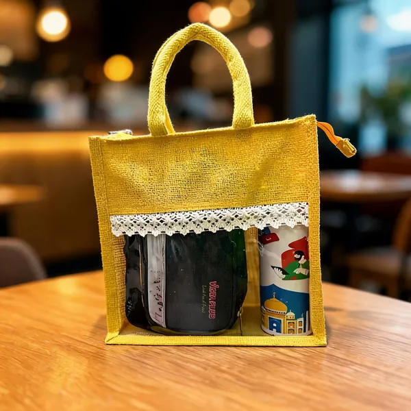 Yellow_Jute_Tote_Bag_With_Lace_Trim_And_Zip_Closure