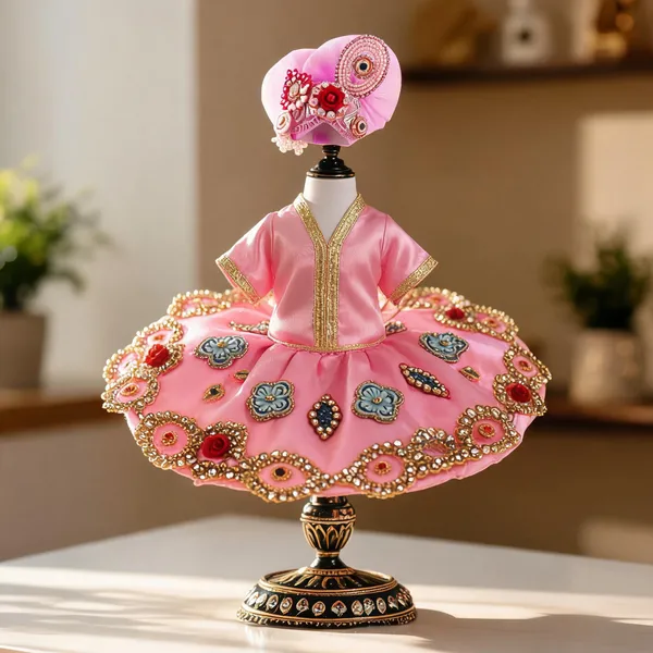 Pink_Satin_Embroidered_Laddu_Gopal_Poshak_With_Mukut