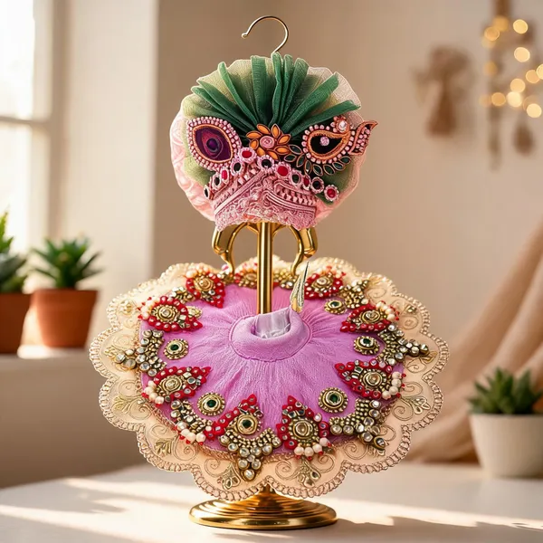 Laddu_Gopal_Satin_Dress_With_Pagdi