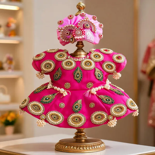 Laddu_Gopal_Satin_Dress_With_Pagdi