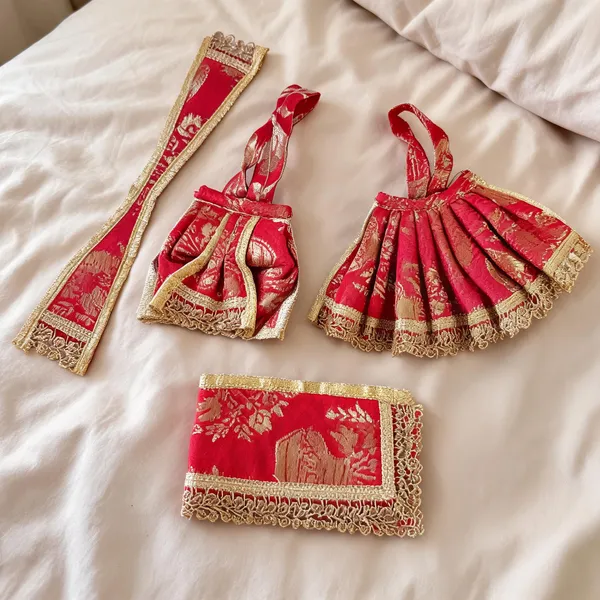 Pink_Satin_Gold_Brocade_Deity_Dress_Set_With_Patka_Chunni