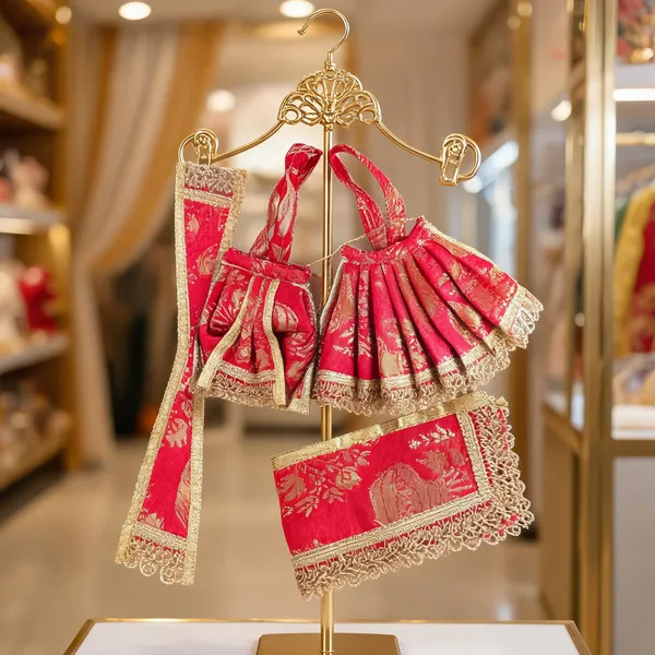 Pink_Satin_Gold_Brocade_Deity_Dress_Set_With_Patka_Chunni