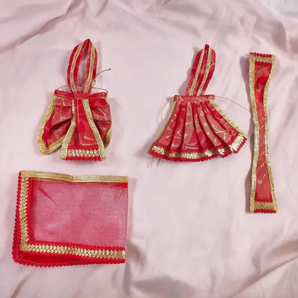 Red_Satin_Gold_Border_Deity_Dress_Set_With_Patka_Chunni