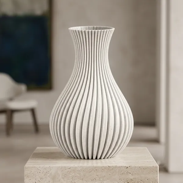 Stone_Ribbed_Decorative_Vase
