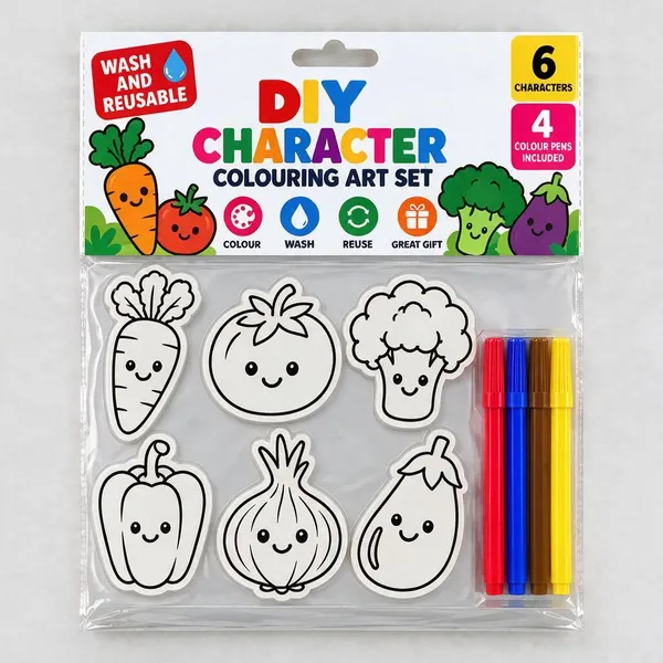 White_Diy_Reusable_Character_Colouring_Art_Set_With_4_Pens