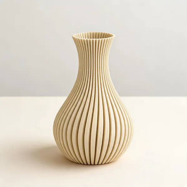 Light_Beige_Ribbed_Decorative_Vase