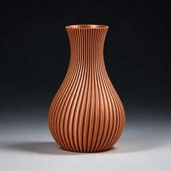 Metallic_Brown_Ribbed_Decorative_Vase