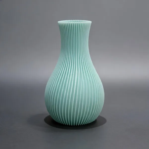 Teal_Blue_Ribbed_Decorative_Vase