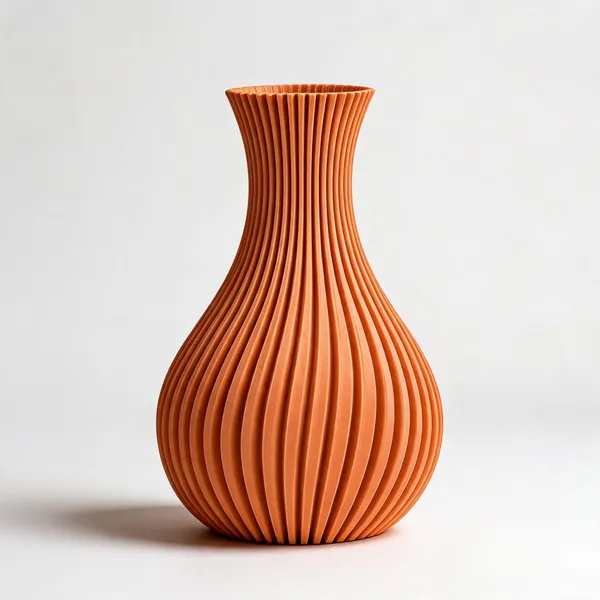 Terracotta_Orange_Ribbed_Decorative_Vase