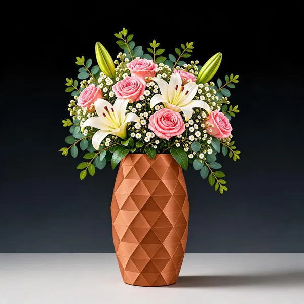 Terracotta_Orange_Geometric_Pattern_Decorative_Flower_Vase