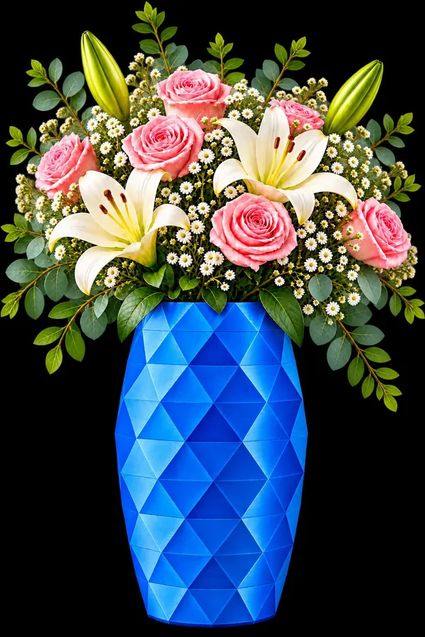 Blue_Geometric_Pattern_Decorative_Flower_Vase