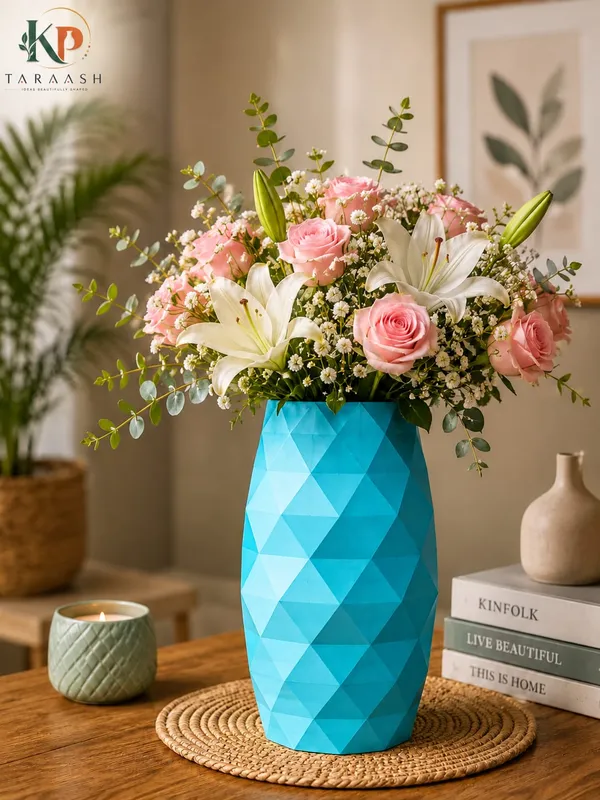 Blue_Geometric_Pattern_Decorative_Flower_Vase