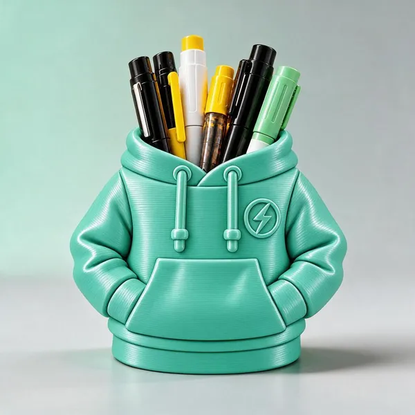 Teal_Blue_Hoodie-Shaped_Desk_Pen_Holder