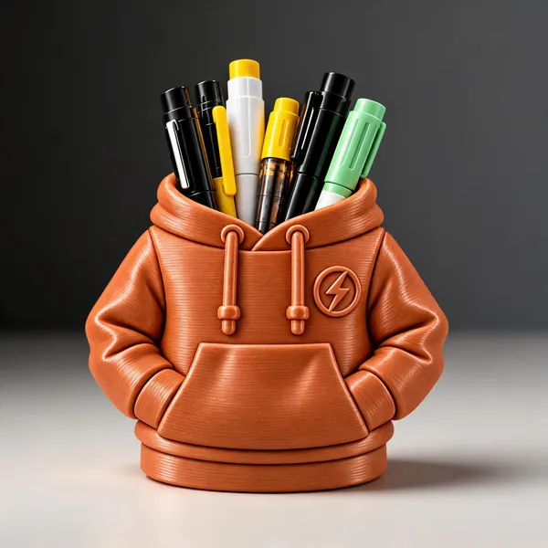 Terracotta_Orange_Hoodie-Shaped_Desk_Pen_Holder