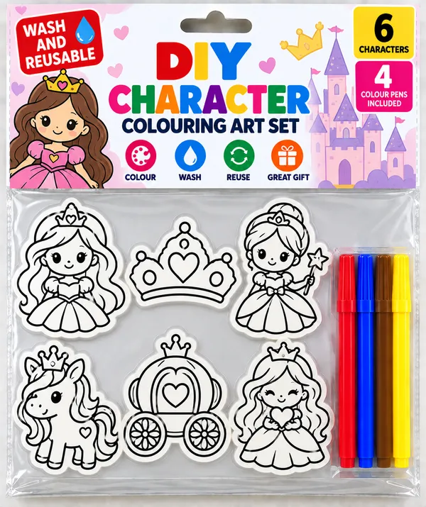 White_Diy_Reusable_Character_Colouring_Art_Set